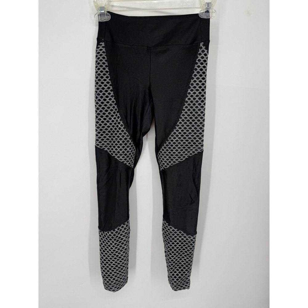 Koral Leggings Women XS Black Grey Mesh Panel High Rise Activewear Skinny Pants